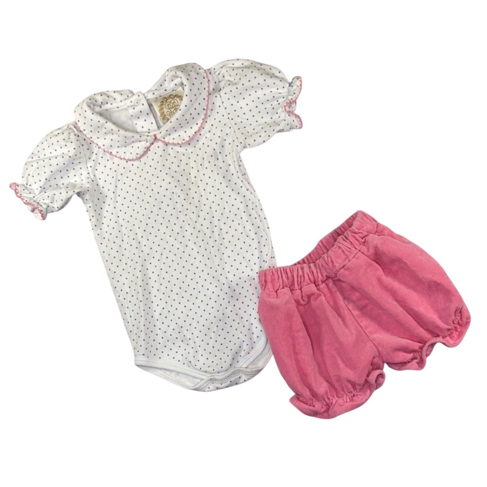 TBBC Beaufort Bonnet Company Hamptons Hot Pink Blue Polkadot Corduroy Short Set